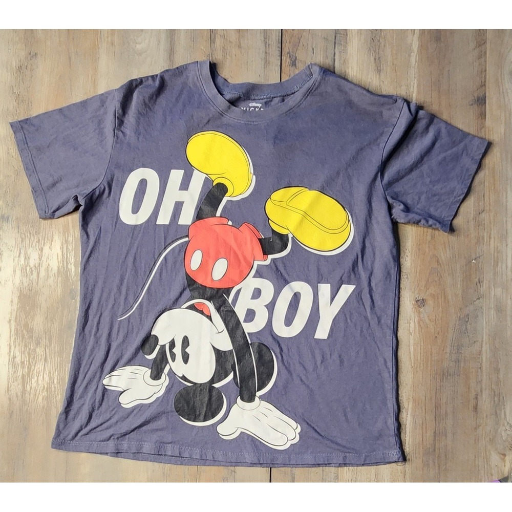 Disney Mickey Mouse Oh Boy Gray T-shirt Youth L (11-13)